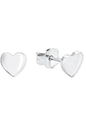 QS by s.Oliver Pendientes de plata de ley 925 Pendientes de las señoras, 0.6 cm, plata, corazón, viene en caja de regalo de joyería