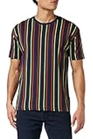 Urban classics Printed Oversized Retro Stripe tee Camiseta, , XL Grande Alto para Hombre