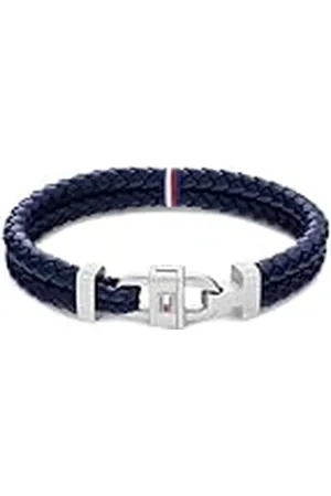 Tommy Hilfiger Jewelry Pulsera para Hombre con Cuero Azul y Cierre de Acero Inoxidable - 2790362
