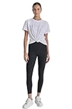 DKNY High Waist 7/8 Rhynestone Logo Tight Leggings, , S Mujeres