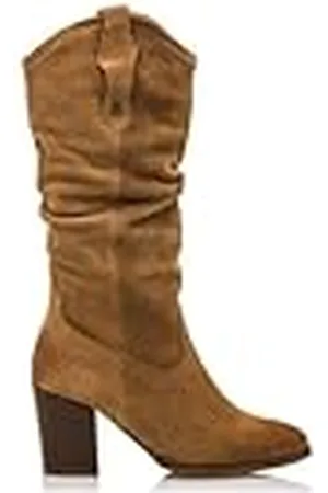MTNG Botas de tacón Mujer Botas de tacón Jolie 59803 Mujer | De Piel, con Interior Piel, caña Alta y Punta Redonda | Botas de tacón Casual | Cierre con Cremallera | 58605 | Marron