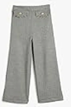 Koton Wide Leg Trousers Pocket Applique Button Detail Calzoncillos, , 5-6 Años para Niñas