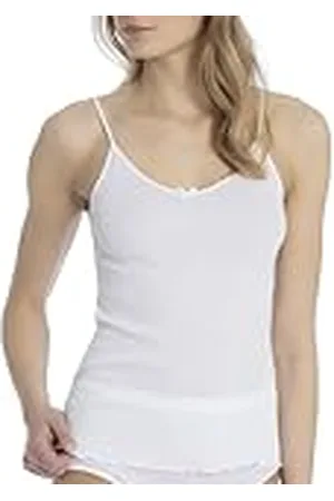 Calida Spaghetti-Top Light Camiseta Interior, Semitransparente, (Weiss 001), Talla Alemana: 42 (Talla del Fabricante: S = 40/42) para Mujer