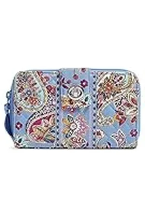 Vera Bradley Cartera Turnlock de algodón para Mujer con protección RFID, Estampado de Cachemira provenzal, Talla única