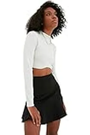 Trendyol Falda Negra rizada, 38 para Mujer