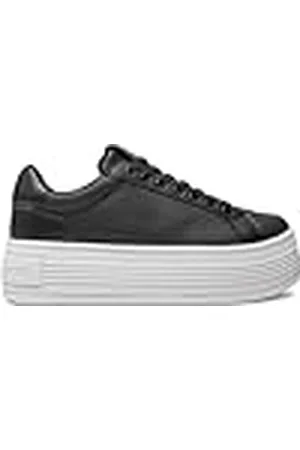 Calvin Klein Sneaker con Plataforma Mujer Bold de Piel, Negro (Black/Bright White), 39 EU