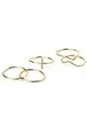 SINGULARU Pack 5 Anillos Nefertiti. Latón con Acabado Baño de de 18 Kt. Joyas para Mujer. Talla 16