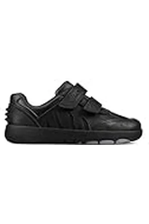 Clarks Rex Stride K Black Leather - Black - F (Standard) - 2.5 UK / 35 EU