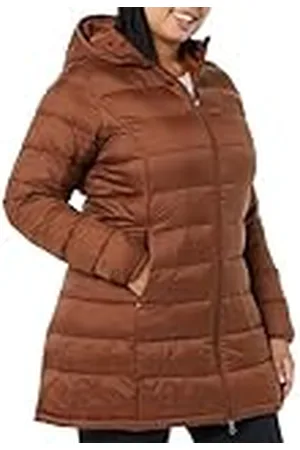 Amazon Abrigo Acolchado de Corte Recto con Capucha, Ligero y Resistente a la Lluvia (Disponible en Tallas Grandes) Mujer, , XL