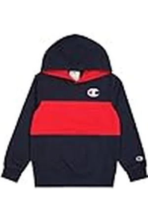 Champion Legacy Retro Sport B (306849) - Sudadera con capucha de polar ultraligera, suave y compacta, con bloques de color, azul marino/bermellón (NNY/CRD), 11-12 años (L) Niños FW24