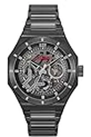 HUGO BOSS Reloj Analógico de Cuarzo Multifunción para Hombre Colección #Grail Skeleton con Correa de Acero Inoxidable Negra - 1530379