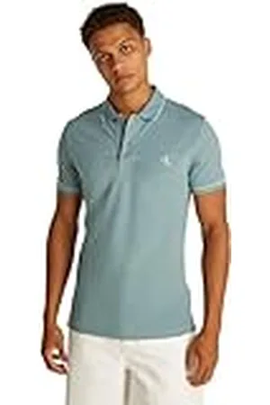 Calvin Klein Polo de manga corta Hombre Tipping Slim Fit, Turquesa (Trooper), XS