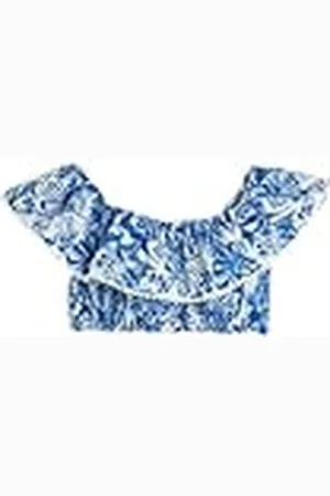 Koton Crop Blouse Shoulder Off Ruffle Floral Printed Viscose Blusa, , 6-7 años para Niñas