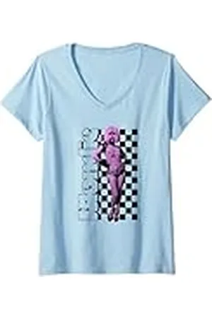 Blond Amsterdam Mujer Checkerboard Portrait Vintage Band Camiseta Cuello V
