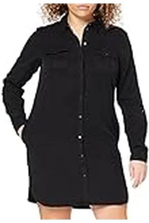 VERO MODA Vmsilla Ls Short Dress Blck Ga Noos, vestido Mujer, , 36 (Talla del fabricante: X-Small)