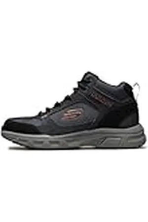 Skechers OAK CANYON IRONHIDE, Zapatillas altas para Hombre, Navy Suede/Mesh/Pu/Orange Trim, 42 EU
