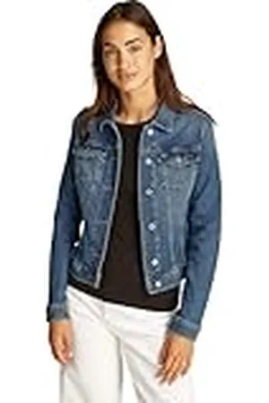 Tommy Hilfiger Cazadora vaquera Mujer Vivianne con botonera, Azul (Denim Medium), L