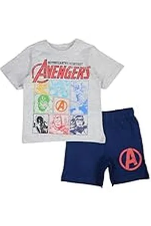 Disney AVENGERS, Conjunto de 2 piezas, Camiseta + Pantalones cortos, Niños, (2 a 8 años), Unisex, Niño, Niña, Suave, Lindo, Cálido, Camiseta, Pantalones cortos, MARVEL, Modelo AV 5204569 S2-3A