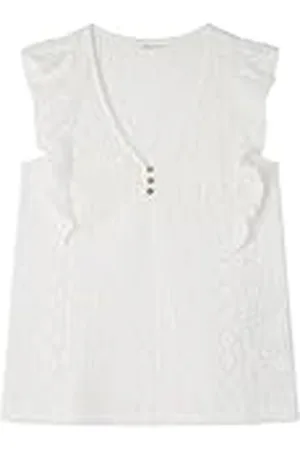 Springfield SPRINGFILED, Mujer, Camiseta Crochet Escote Botones, Beige/Camel, XL