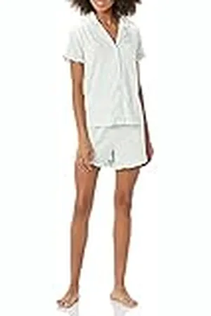 Amazon Conjunto de Pijama de Algodón Modal con Ribete y Cuello con Solapas Mujer, , M
