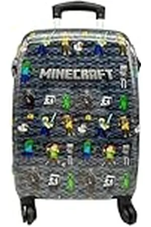 Minecraft Maleta Cabina - 4 Ruedas Giratorias y multidireccionales - Ruedas Dobles Personalizadas - Maleta rígida Muy Resistente con asa Extensible - 50 x 33 x 20 cm