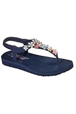 Skechers Meditation Glass Daisy, Sandalias de Punta Descubierta Mujer, Navy/Multi, 37 EU