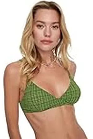Trendyol Top de Bikini de Punto Bandeau con Doble Botonadura para Mujer Traje de baño, , 40