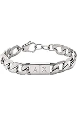 Armani Exchange Pulsera para Hombre, Longitud: 190mm+35mm, Anchura: 18mm, Altura: 11.5mm Pulsera de Acero Inoxidable Plateado, AXG0077040
