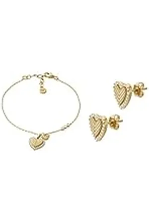 Emporio Armani Mujer Pulsera y Aretes de Plata de Ley Dorado, Set