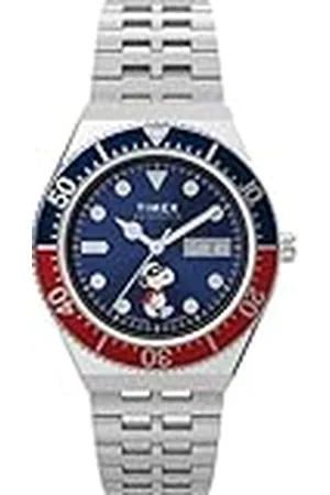 Timex Peanuts Automatic - Reloj de 40 mm para hombre, pulsera de acero inoxidable, esfera azul, caja de acero inoxidable TW2W47500