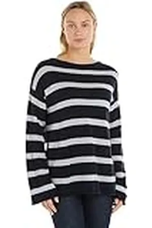 Tommy Hilfiger Mujer Jersey Soft Wool Boat-Neck Jersey de punto, Multicolor (Breton Stp/ Desert Sky/ Ecru), M