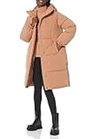 Amazon Chaqueta Acolchada Larga y de Talla Grande con Capucha (Disponible en Talla Grande) Mujer, , L
