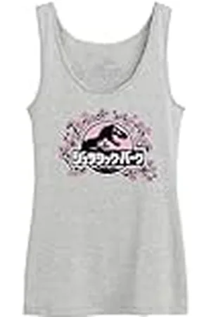 Jurassic Park Wojupamtk012 Camiseta sin Mangas, Gris Melange, L para Mujer