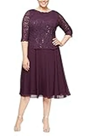 Alex Evenings Vestido de una Pieza con corpiño de Encaje elástico de Talla Grande ocasión Especial, , 52 para Mujer