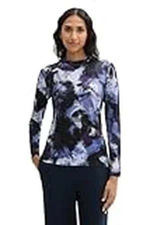 TOM TAILOR 1044139 Manga Larga con Cuello Alto, 36558-Diseño artístico de Acuarela, S Mujeres