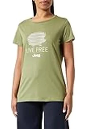 Jeep O102924-E100 J Damen T-Shirt Igel-Sketch - Live Free Großer Aufdruck J23W Mujer M
