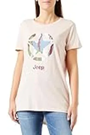 Jeep O102927-P558 J Camiseta Oversize Mujer - Estampado Star Fondo de Camuflaje de Corteza - Mangas con Vueltas J23W Mujer S