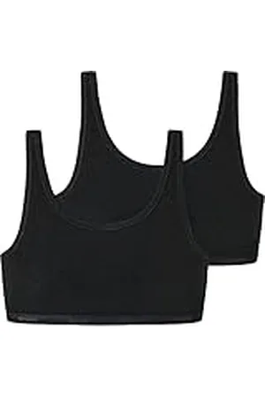 Schiesser 2 Pack Unterwäsche Bustier-95/5 Organic Bio Baumwolle-Größe 140 bis 176 Corsé, Negro_173529, 152 (Pack de 2) para Niñas