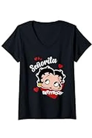 Betty Boop Mujer Senorita Corazones Camiseta Cuello V