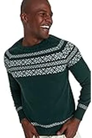 Trendyol Suéter Ajustado con Cuello Redondo y Bloque de Color Sudadera, , M Plus para Hombre