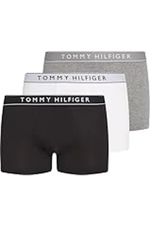 Tommy Hilfiger Calzoncillos bóxer Hombre Pack de 3 Trunks con logotipo en la cintura, Multicolor (Mid Hthr/ Blck/ Th Wht), L