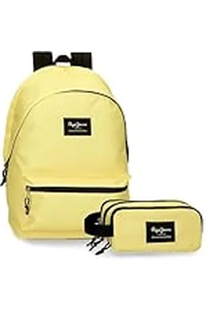 Pepe Jeans Aris Colorful Mochila + Estuche Escolar Portátil 15,6 Pulgadas Amarillo 31x44x15 cms Poliéster 23,87L