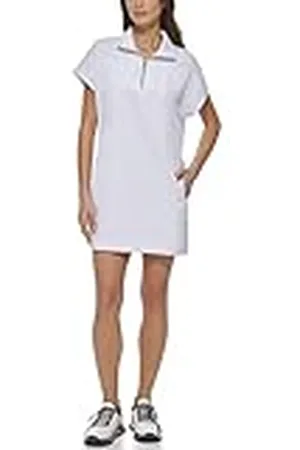 DKNY Exploded Applique Logo High Neck Half Zip Sweater Dress Vestido Casual, , M para Mujer