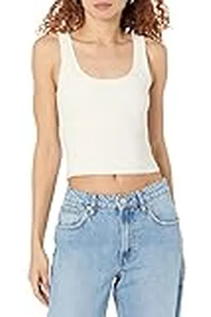 THE DROP Camiseta para Mujer, Femi Corta Acanalada sin Mangas con Cuello Redondo, , XXL
