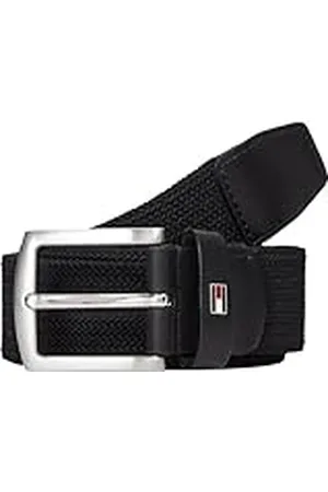 Tommy Hilfiger Cinturón Hombre Denton Elastic 3,5 cm trenzado, Negro (Black), 90 cm