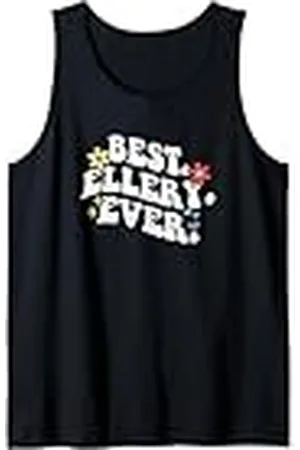 Personalized Name Mothers Day outfit For Women Retro Groovy Best ELLERY Ever First Name Día de la Madre Niña Camiseta sin Mangas