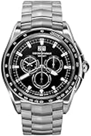 Emporio Armani Reloj Suizo para Hombre, Movimiento cronógrafo, 44mm Plata / Acero Caja de acero inoxidable con una correa de acero inoxidable, ARS9100