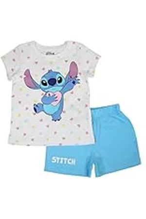 Disney LILO & STITCH, Conjunto de 2 piezas, Camiseta + Pantalones cortos, Niños, (2 a 8 años), Unisex, Niño, Niña, Suave, Lindo, Cálido, Camiseta, Pantalones, Modelo DIS LIS 5204C247 S2-2A, BLEU