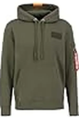 Alpha Industries Red Stripe Sudadera, Verde (Dark Green-257), XL para Hombre