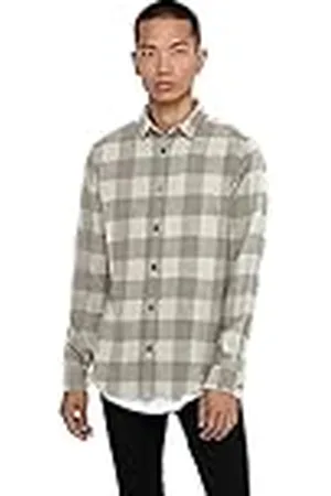 Only & Sons Onsgudmund LS Checked Shirt Noos Camisa, Blanco Envejecido, M para Hombre